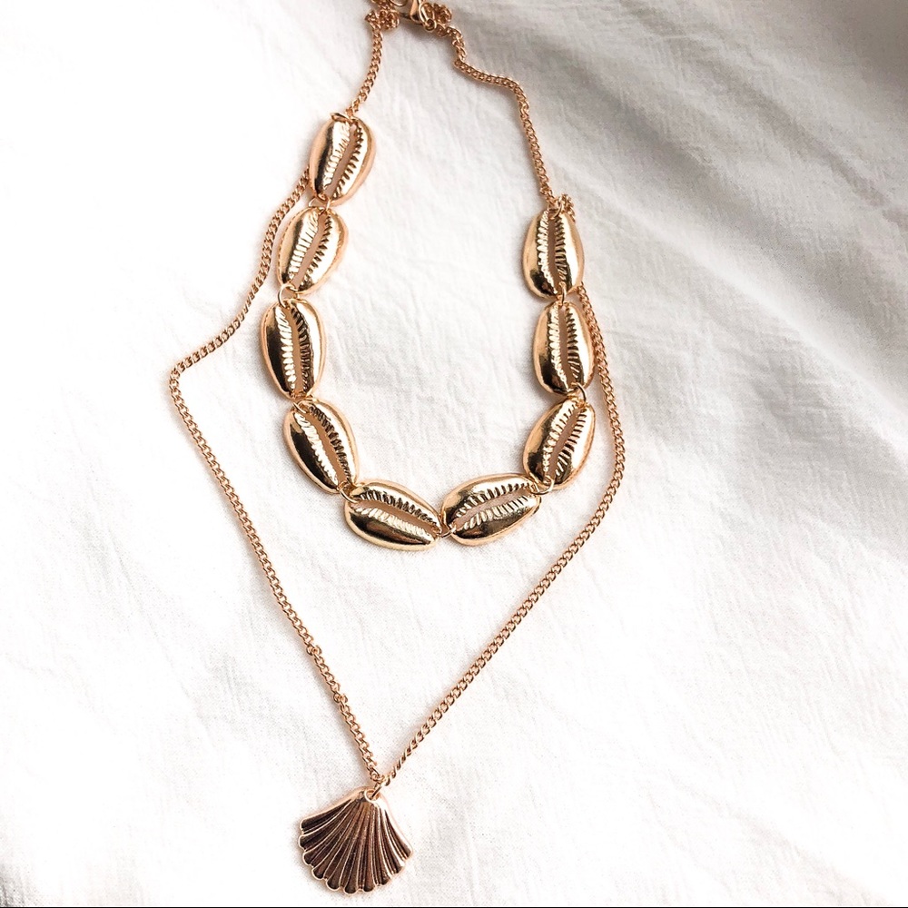 🐚 Boho Gold Two Layers Shell Necklaces - Picture 4 of 6